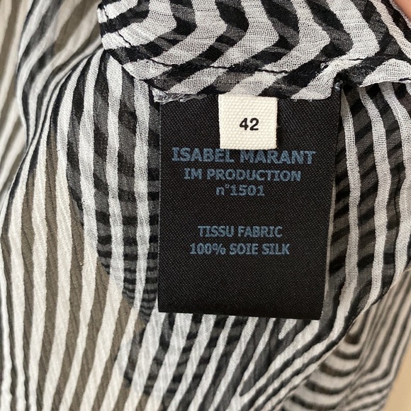 Isabel Marant Etoile Delta Printed Silk Chiffon Key Hole Sheer Blouse sz 42 - Picture 8 of 11